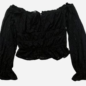 Elegant Black Lace Off-Shoulder Top
